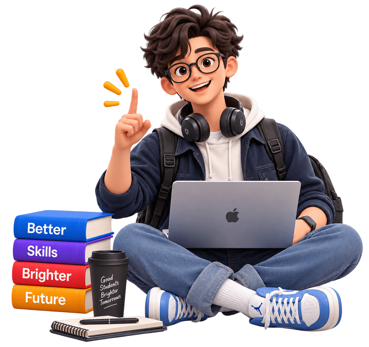 Student learning on laptop